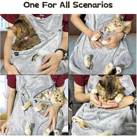 La La Pet® Adjustable Cat Apron Carrier with Holes Pet Carrier Sleeping Bag Pet Carrier Sling Cat Carrier Bag Cat Carrier Pouch for Small Sized