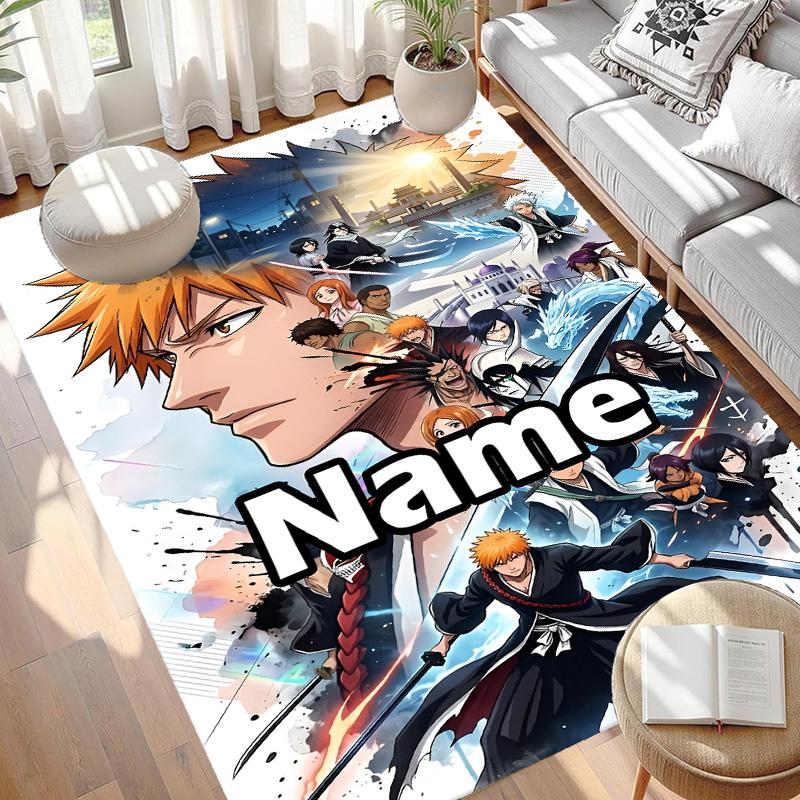 Custom Name Personalized BLEACH Print Carpet, Versatile Home Decor Rug, for Playroom, Apartment, Balcony, Entryway, Hallway Gift