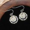A Pair of Vintage Handmade Geometric Silvery Plated Pendant Earrings Women's  Concise Party Vacation Jewelry Accessories