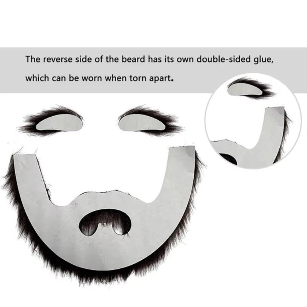 Moustache Postiche Auto-adhésive Barbe Réaliste Décorations Cosplay Sourcil Postiche Noël