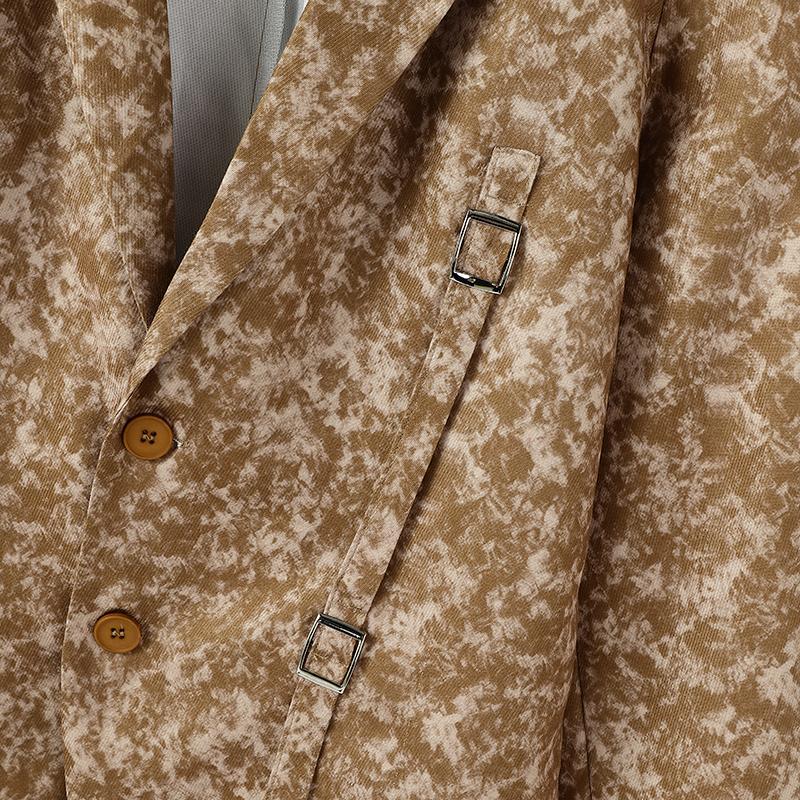 INCERUN Men Lapel Neck Cutout Long Sleeve Button Floral Print Thin Blazer Coats