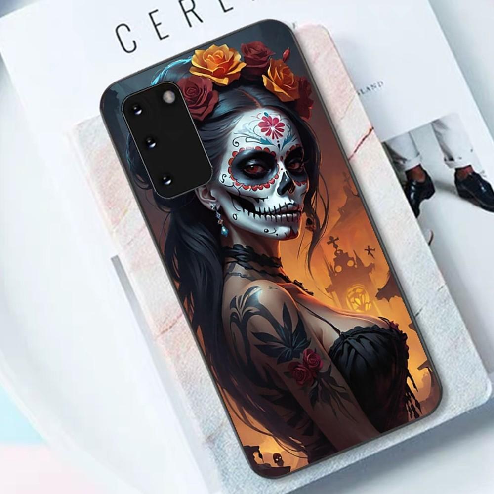 Catrina Beautiful Rose Girl Skull Phone Case For Samsung S 9 10 20 21 22 23 30 23 24 Plus Lite Ultra FE S10lite Fundas