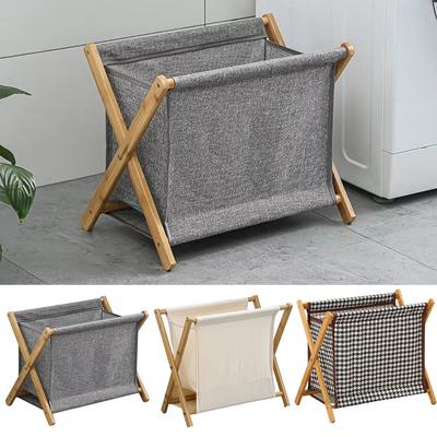 Foldable Laundry Basket Cotton Linen Dirty Clothes Organizer Collapsible Clothes Bins  Household