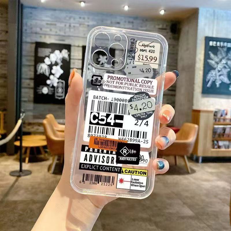 English label applicable iphone17promax mobile phone case transparent apple 15 anti-drop 14pro Europe and America 13/16