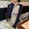 Designed Contrasting Color Half-open Collar Slim Fit Long-sleeved T-shirt Women's Early Autumn New Versatile Student Tops