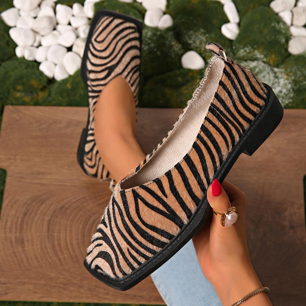 2025 Women Flats Shoes  Fashion Single Shoes Leather Spring Square Head Loafers Square Toe Simple Shallow Mouth Sneakers Women