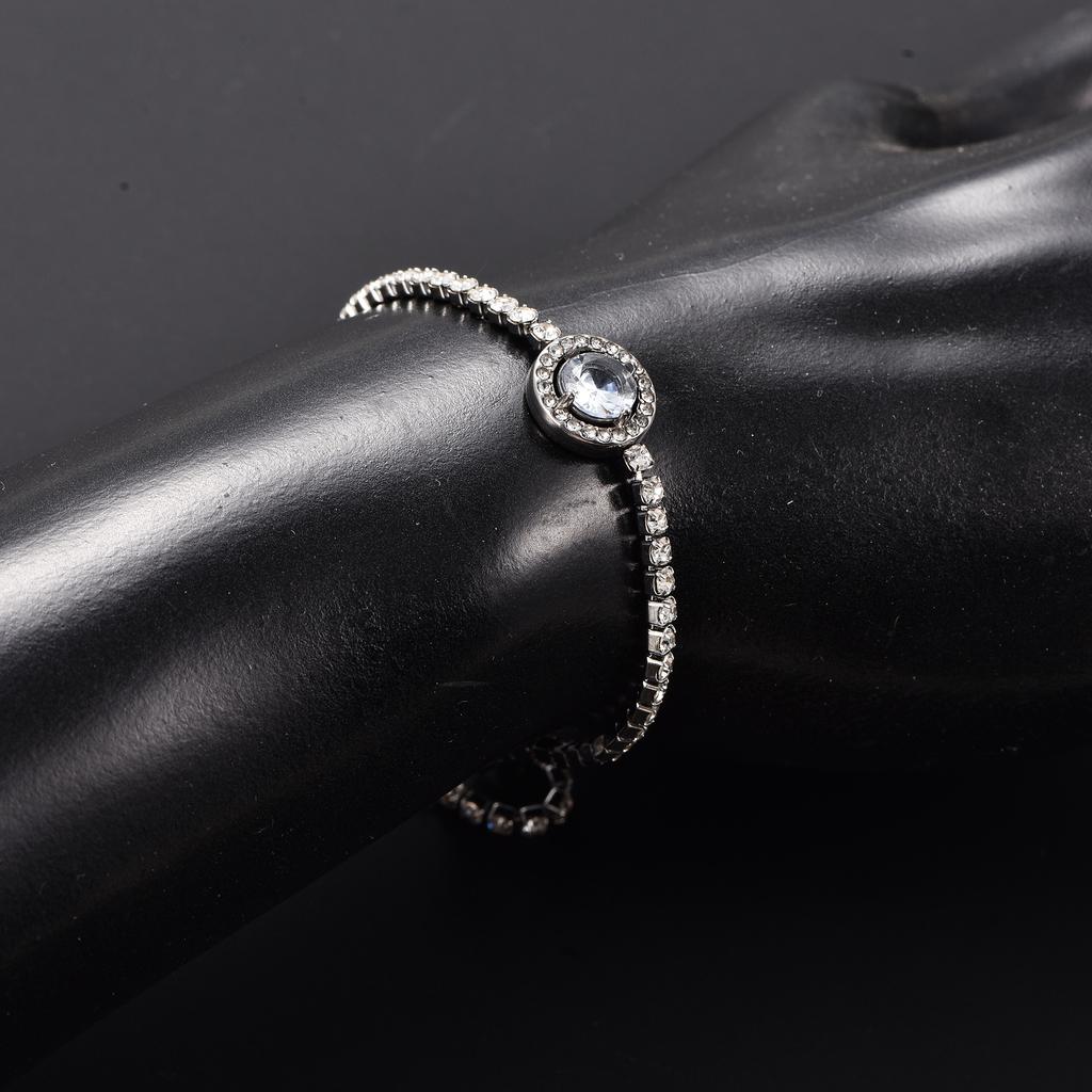 2mm Sparkly Stainless Steel Cubic Zirconia Tennis Bracelet for Women Rhinestone Charms Hand Chain Crystal Bangle Metal Jewelry