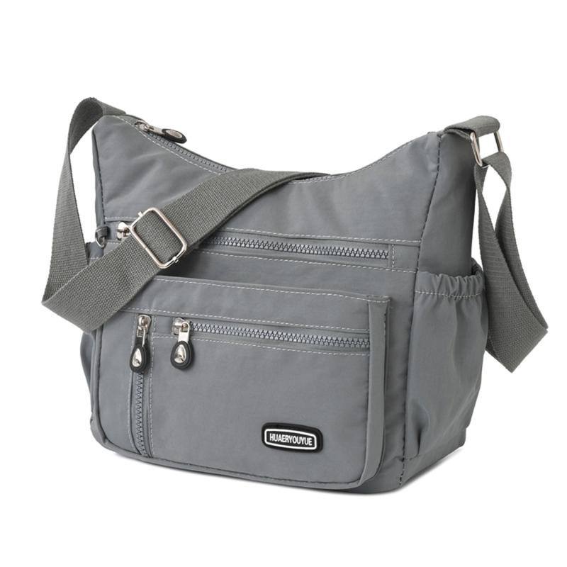 

Модная повседневная нейлоновая тканевая сумка-мессенджер для женщин, сумки на плечо, многослойные женские сумки через плечо, водонепроницаемая сумка для мамы, кошелек серый