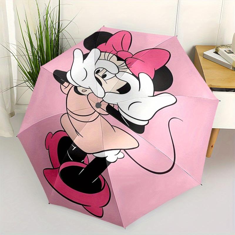 

Minnie Mouse,Pink Bow Automatic Folding Umbrella Simple 8 Rib Design, Bright Cartoon Pattern, Durable Iron Frame, Suitable For Travel, Out