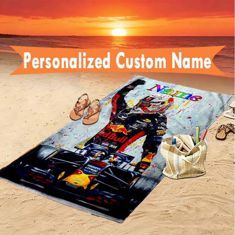 1pc F1 Racing Car (19) Beach Towel Ideal Birthday Gift For Family, Custom Name or Text Beach Towel