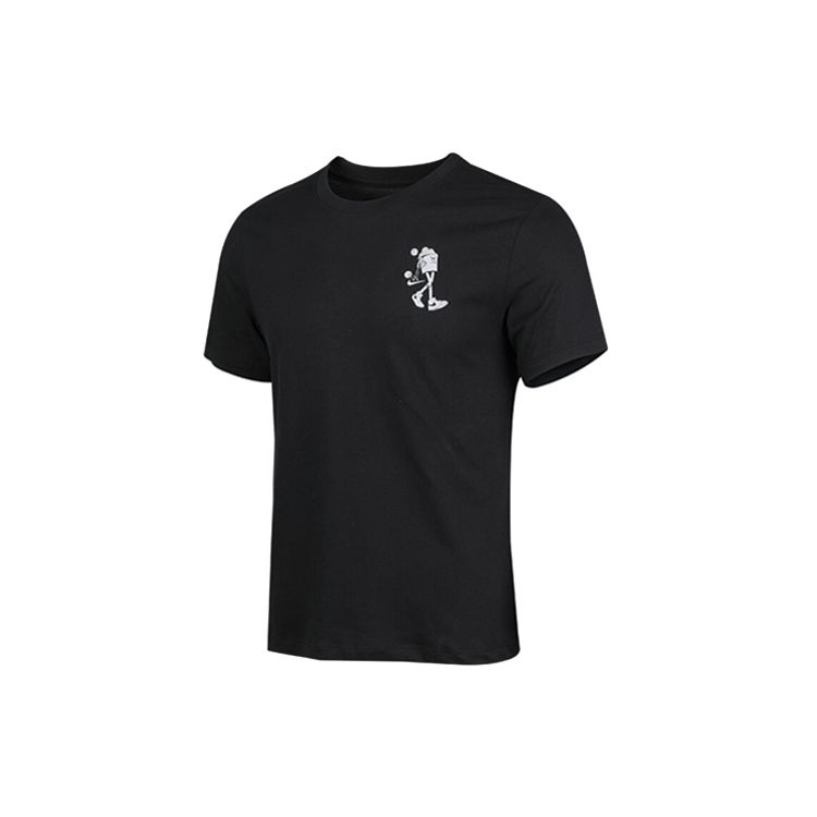 Nike Tricou cu mânecă scurtă cu imprimeu graffiti de baschet pentru bărbați, topuri negre CD0959-010