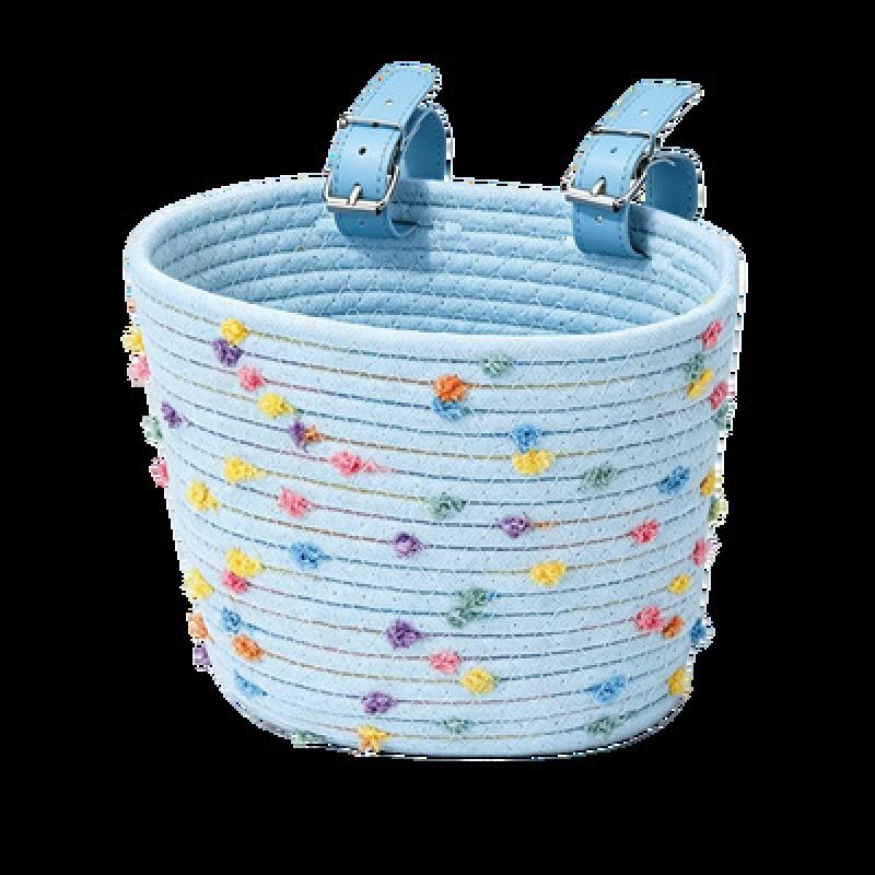 Handwoven Cotton Bike Basket Kids Foldable Front Snacks Toys Storage