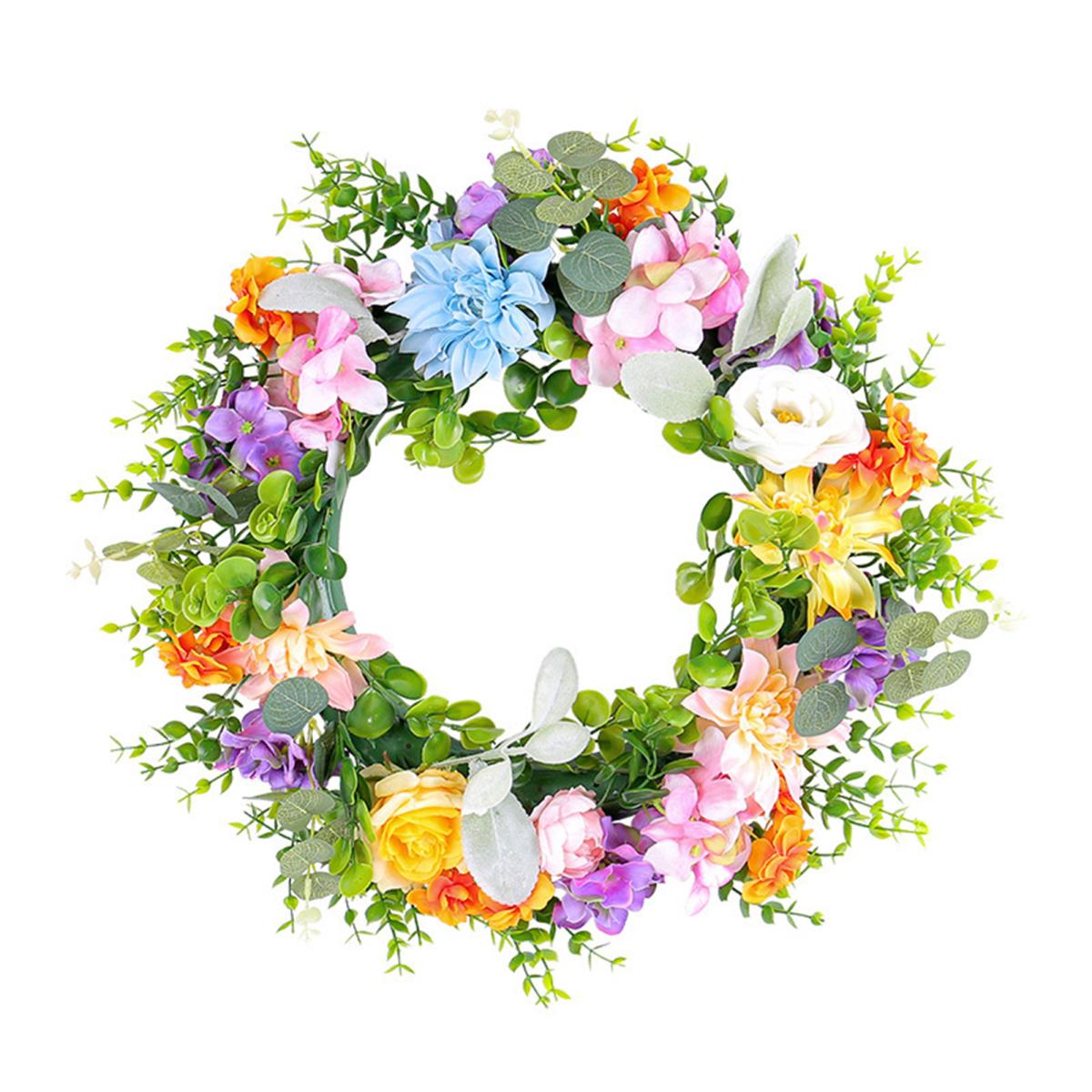 

Yousheng Spring Door Wreath 17.7 Floral Greenery Wreath Artificial Flowers Farmhouse Front Door Decoration for Easter Outdoor Decor A