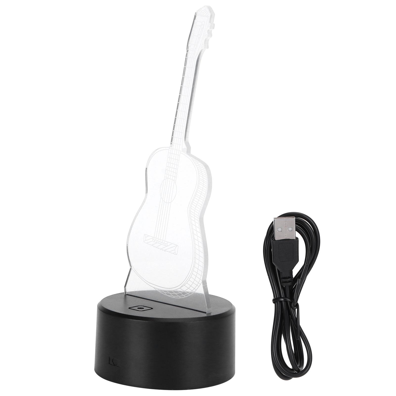 

3D Guitar Night Light LED 7 Colors Nightlight Switch Desktop Lamp Home Decoration