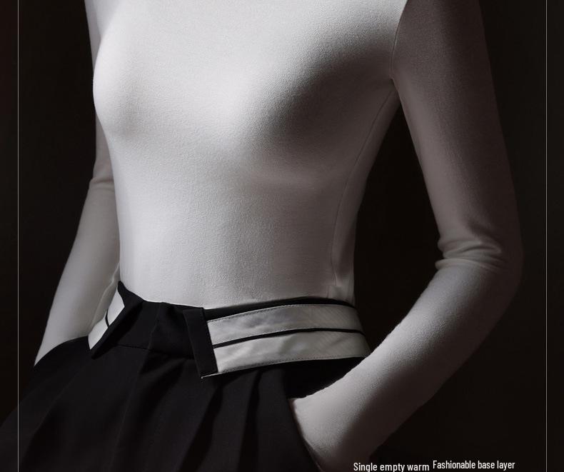 Women's Stylish High-Neck Ruffled Long Sleeve Top - Slimming and Flattering for Autumn/Winter