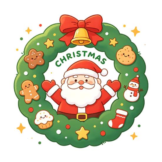 Winter Wreath Decorations Christmas Santa Claus Window Cling, Cartoon Static Sticker, PVC Party Decor Waterproof Glass Decal for Home Holiday