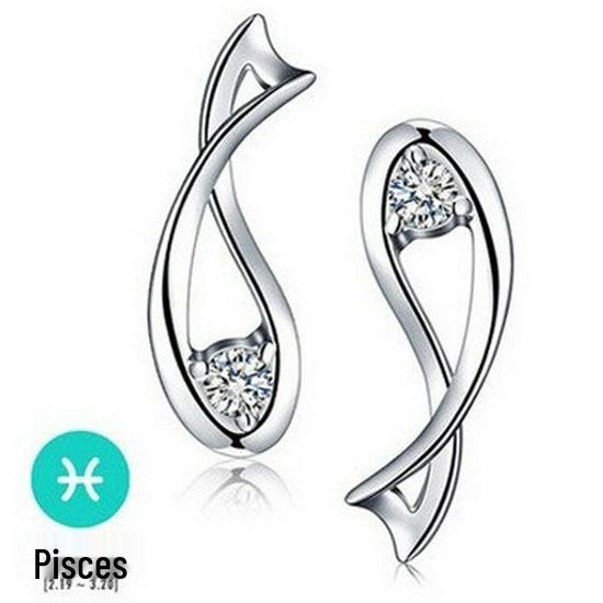 Wei Hua Retro Zodiac Silver-Plated Zircon Stud Earrings for Women