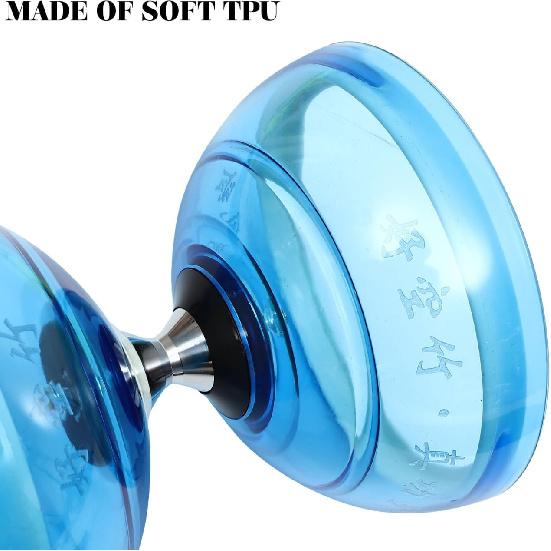 Triple Bearing Diabolo Transparent Chinese Yoyo for Elderly and Kids Fitness, Soft TPU Material, Assorted Colors, 5.78 X 5.03 Inches, Smooth
