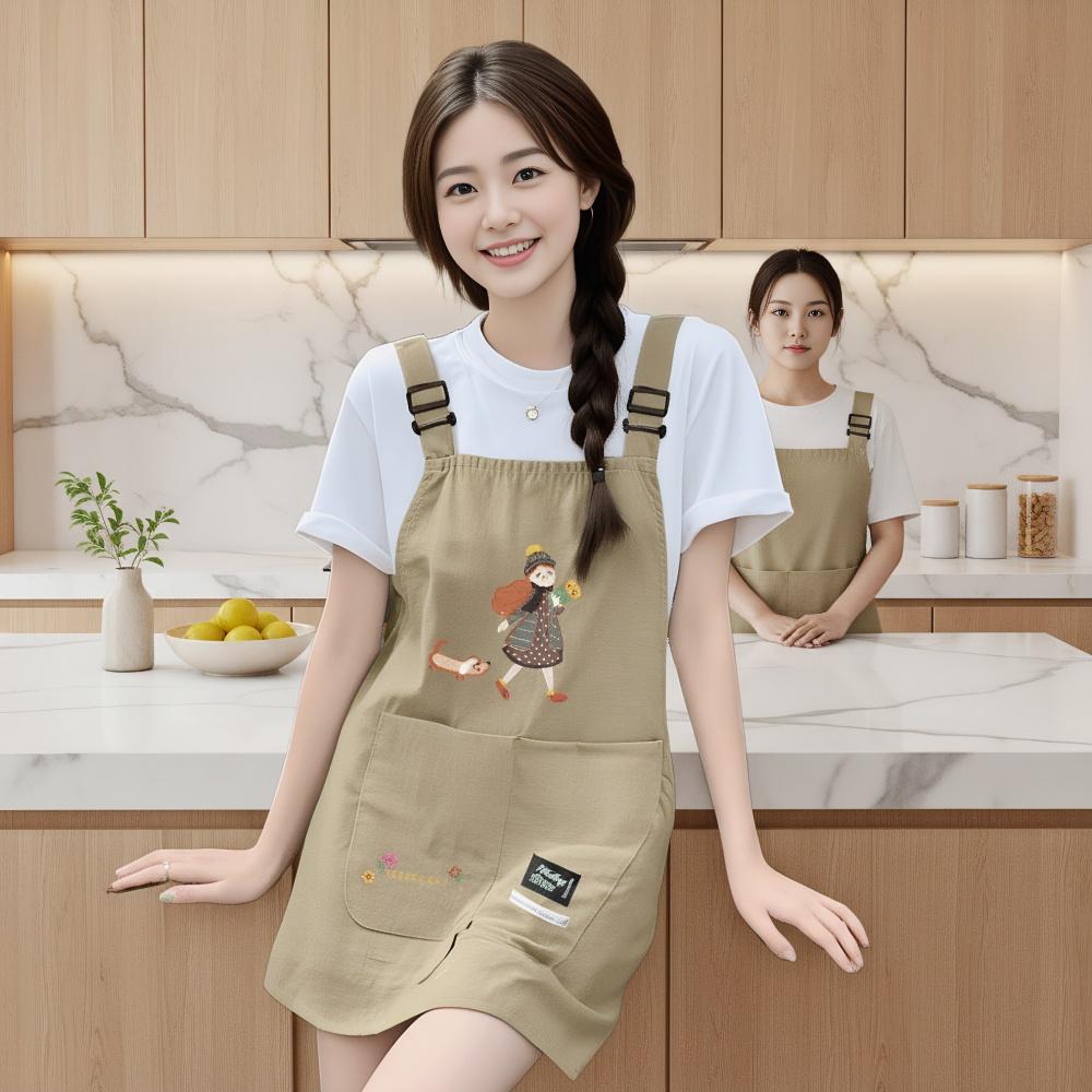 New Waterproof Cartoon Apron Sleeveless Breathable Cooking Aprons Large Pocket Anti-fouling Work Apron Home Kitchen