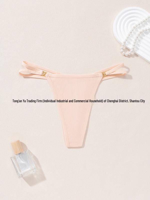Женские бесшовные стринги для трансграничной торговли: Тонкий ремешок, сексуальный стиль M абрикосовый