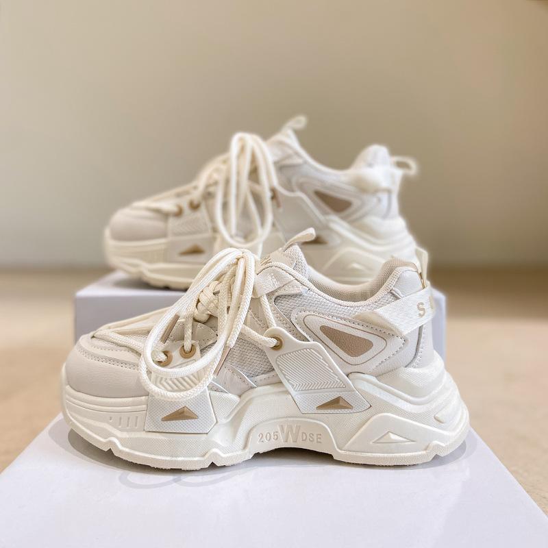 

Повседневная сетчатая дышащая толстая подошва с увеличенным ростом женская обувь 2024new мода простые универсальные кроссовки для женщин весна 35