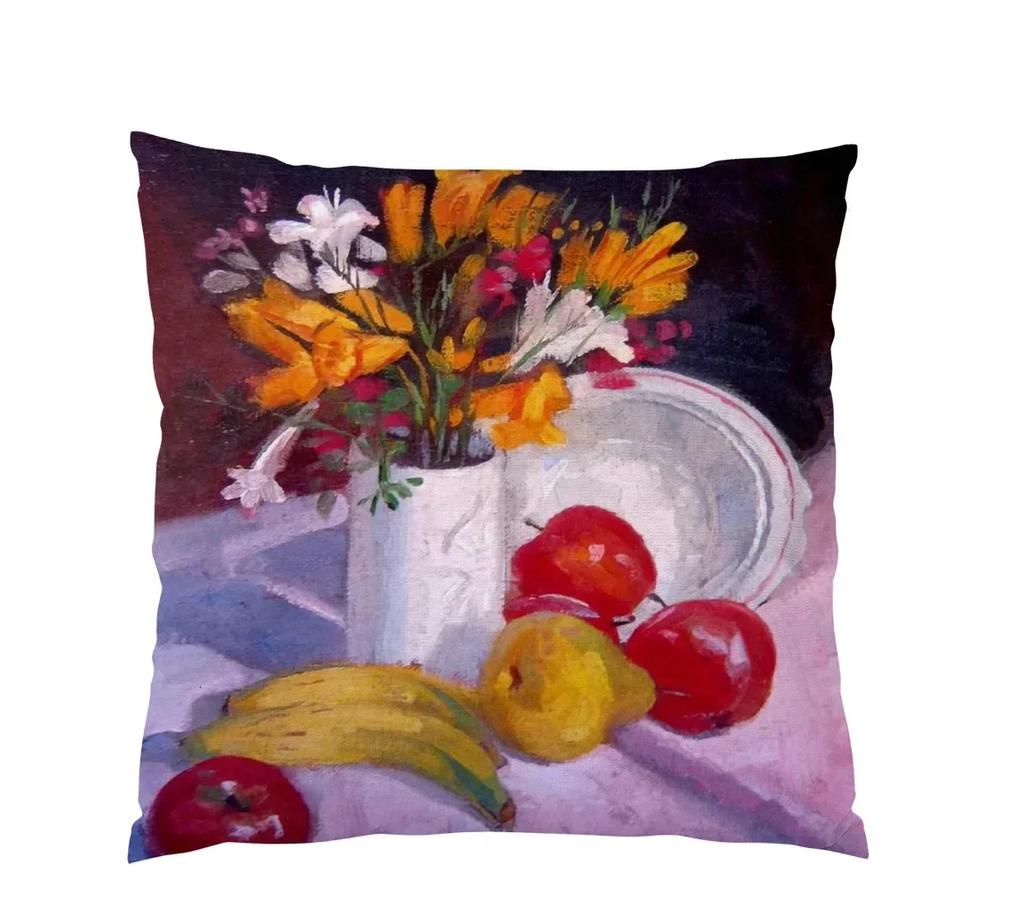 Retro Oil Painting Fruits And Vegetables Pepper Flower Pattern Pillowcase Car Living Room Sofa Decoration Pillowcase 45*45Cm