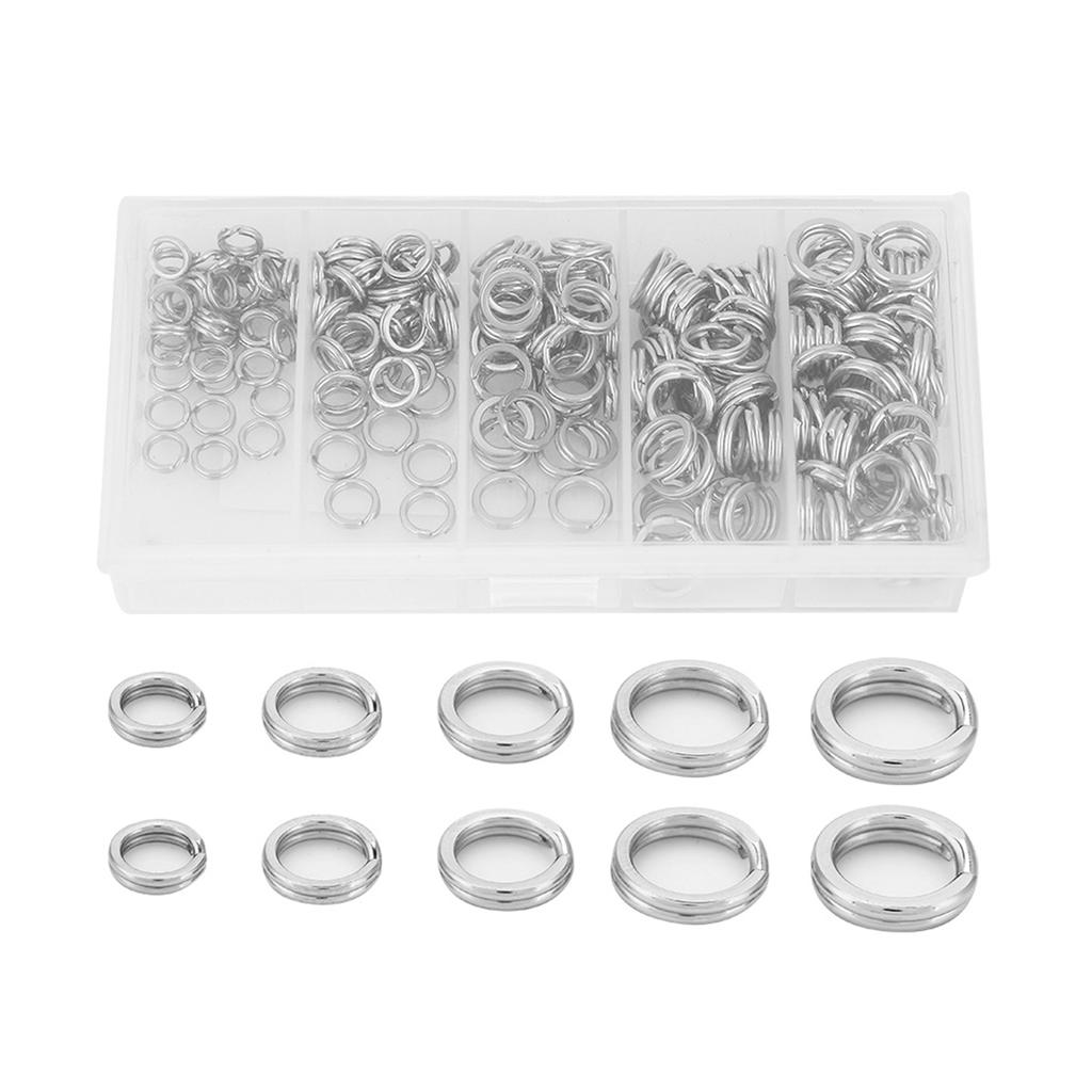 200pcs Stainless Steel Double Split Ring Connector Fishing Tackle Accessories