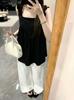 Black beautiful small suspender vest for women's summer wear, new design French sweet and spicy sleeveless seaside top