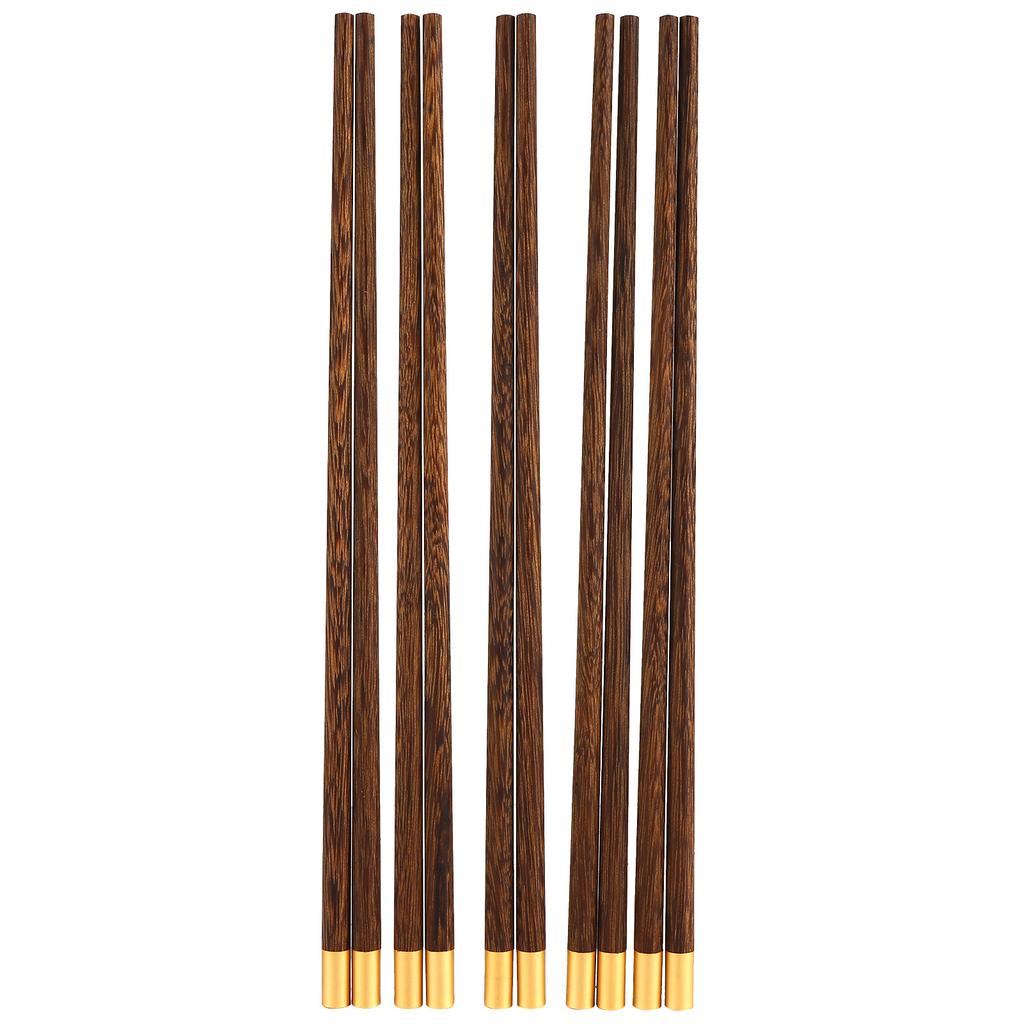 5 Pairs Chinese Style Wooden Chopsticks Set Safe Handcrafted Tableware Gift for Family FriendsWenge