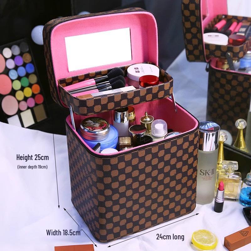 Große Kosmetiktasche für Damen mit Spiegel - 2025 Neues High-End Kosmetik-Aufbewahrungsetui