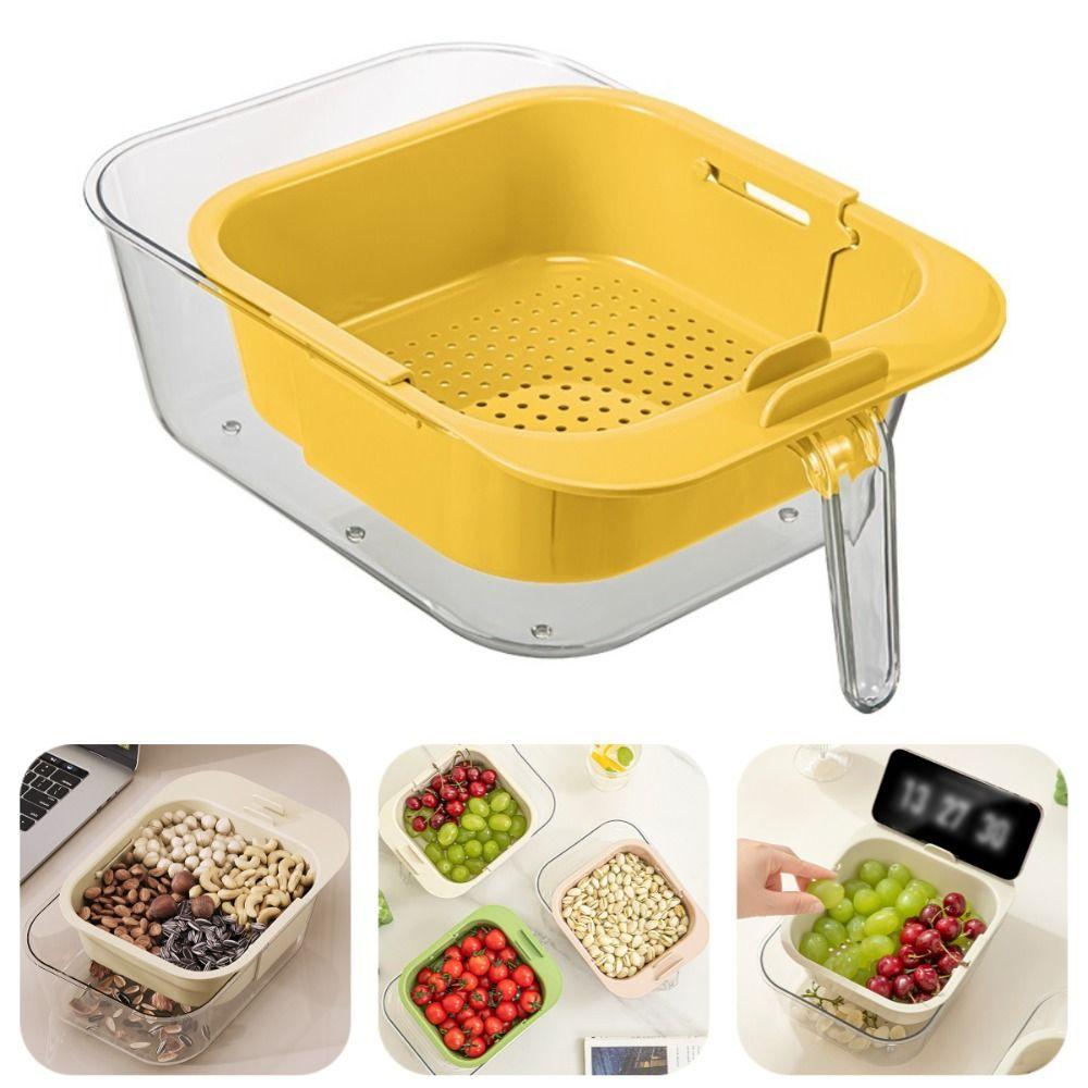 2 in 1 Vegetable Cleaning Strainer Double Layer Food Storage Container Drain Basket  Picnic