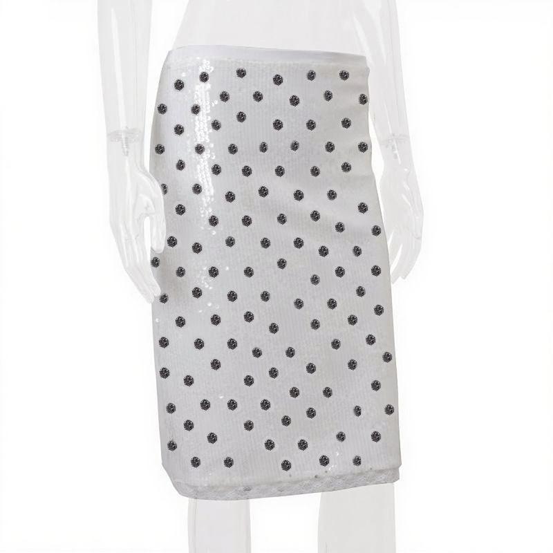 

Womens Sequin Leopard Print High Waist Midi Skirt S белый