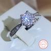 New Fashion Jewelry Zircon Round Wedding Rings For Women Girl 925 Stamp Six-claw Full Of Diamond Jewelry Wholesale