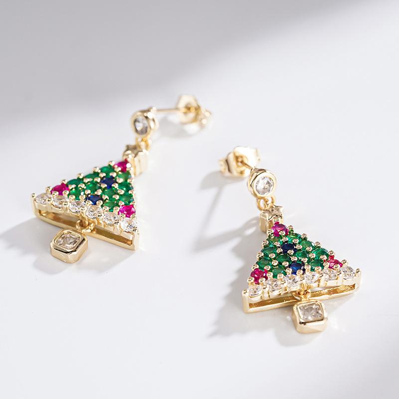 Christmas festive vibe earrings female, dopamine Christmas tree shein wholesale colorful sparkly earrings