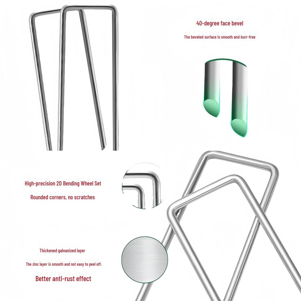 Green Painted Galvanized U-Shaped Ground Stakes for Lawn, Pet Cages, Drip Irrigation, and Weed Barrier Fabric