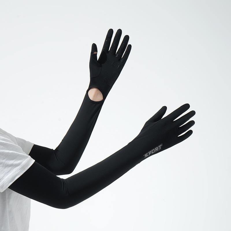 Summer sunscreen sleeves women's UV protection ice silk integrated extended gloves driving sunshade extended arm cover outdoor