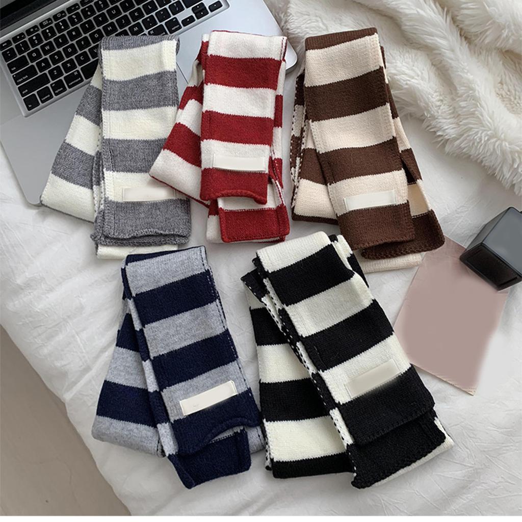 Handmade Knitted Striped Scarf for Female Girl Y2K Long Neck Scarf Spring Autumn Narrow Thin Scarf Harajuku Neck Wear