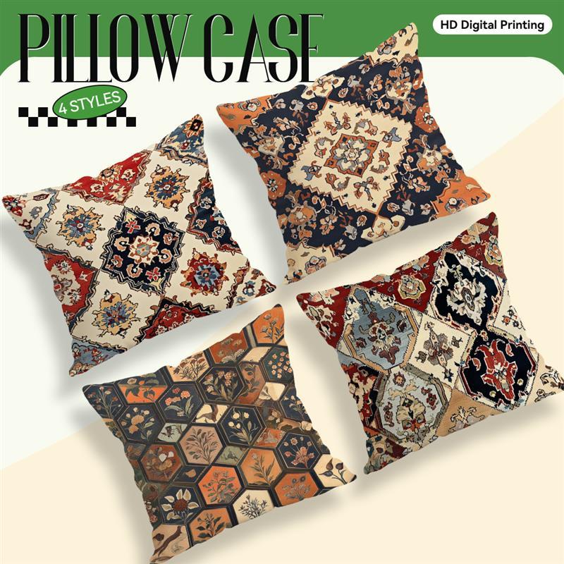 Home Decor Exquisite Ethnic Pattern Digital Print Pillow Covers Pattern Cushion Cover Suitable For Sofa Bedroom Car Pillow