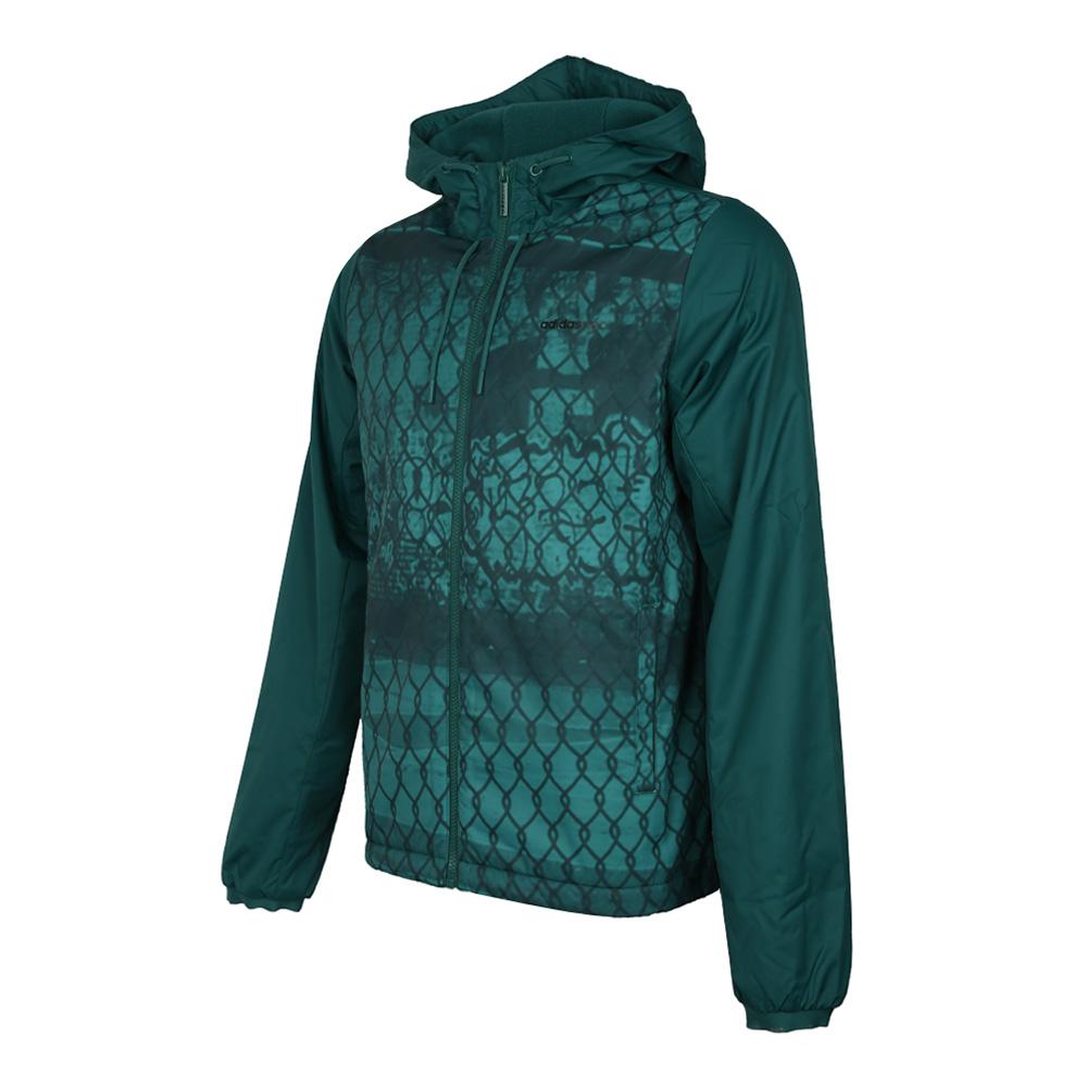 Adidas Neo Windbreaker Full Print Hooded Zipper Striped Windproof Jacket Men Jackets Green EC1997