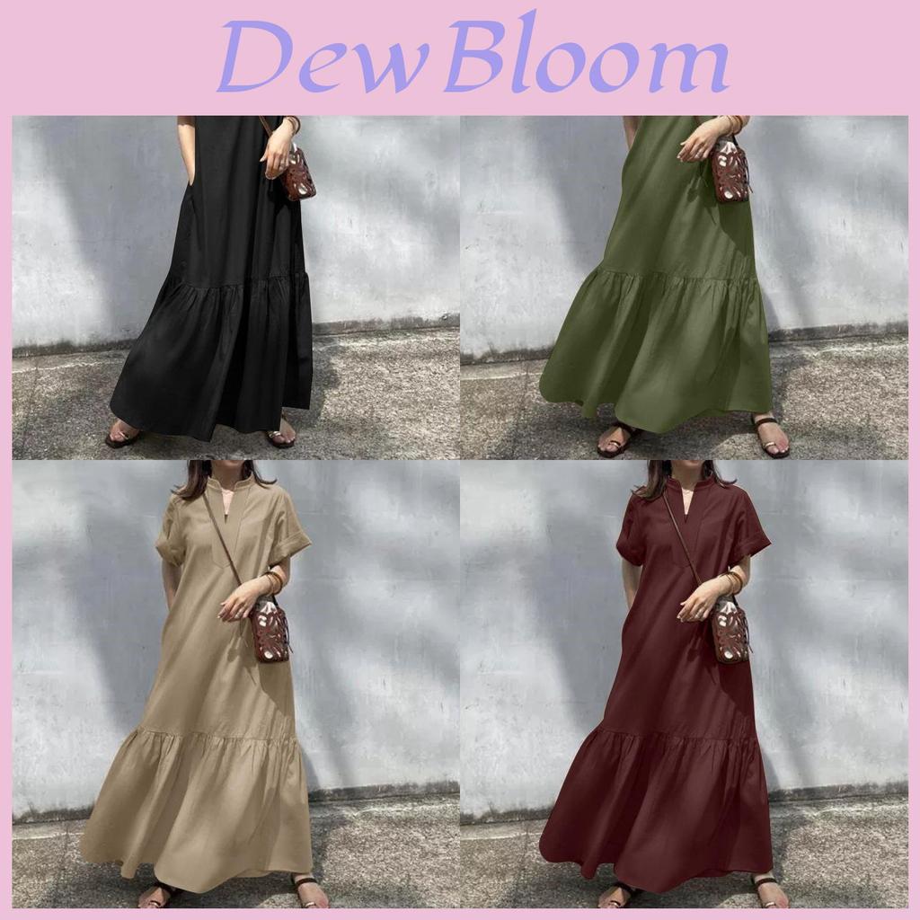Spring Summer Womens Casual Dress With Vneck Short Sleeves And Asymmetric Fish Tail For Fashionable Wear