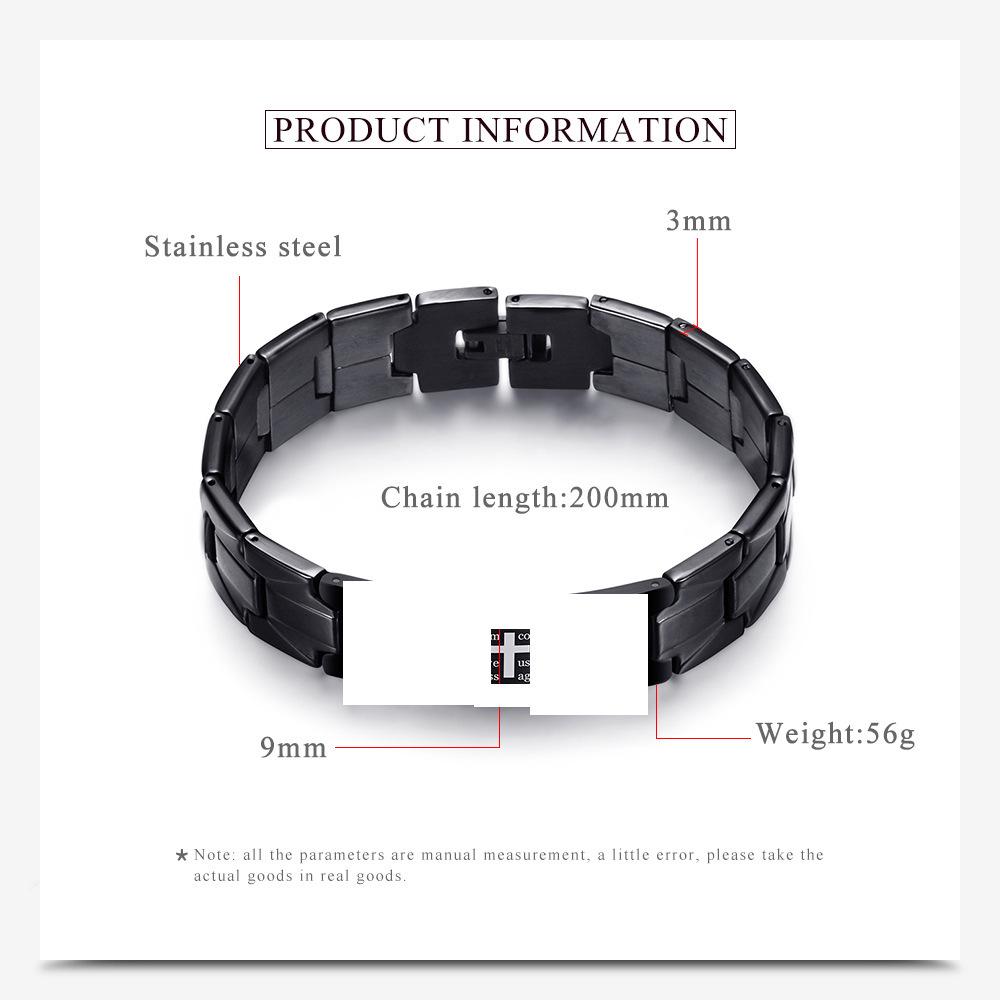 9MM Geometric Cross Bracelet: Black & White Stainless Steel for Men & Women