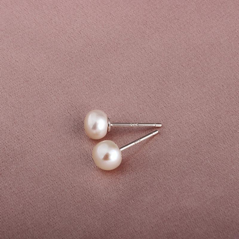 Boucles d'oreilles puces en argent sterling 925 et perles d'eau douce - Bijoux de mode style coréen pour Noël