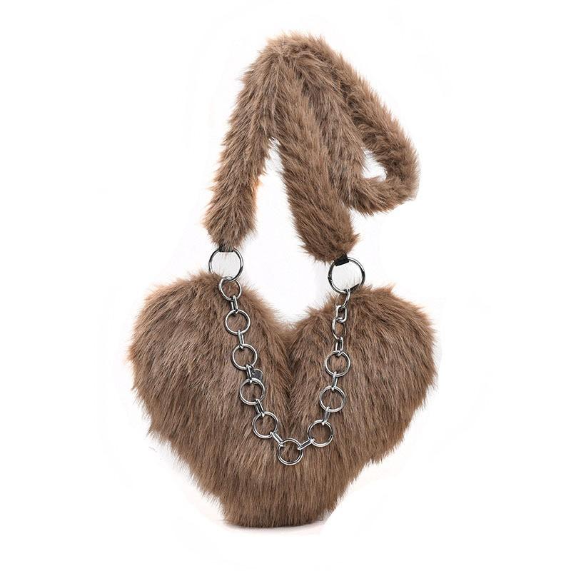 Special-shaped Love Bag Women's New Imitation Fox Fur Armpit Western-style All-matching Single-shoulder Chain