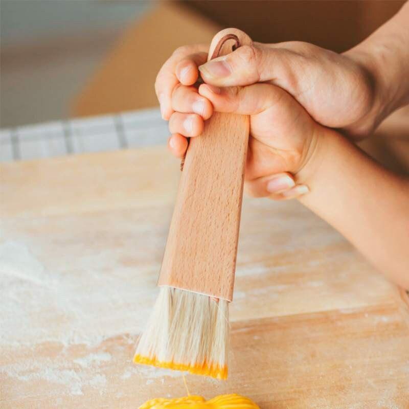 Wooden Barbecuing Brush Oil Basting Baking Brush Kitchen Wooden Handle Pastry Brush