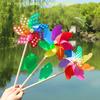 1 Pieza 14/18/24/32CM Palo de Madera Siete Hojas Colorido Molinillo de Viento DIY Jardín Patio Fiesta Exterior Spinner de Viento Adorno Juguetes para Niños