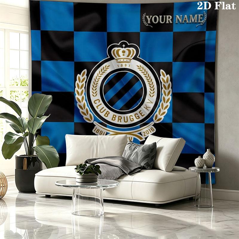 Club Brugge KV Custom Name Wall Tapestry Aesthetic Wall Hanging Printed Fabric Blanket Decorative Tapestries for Bedroom Living Room Home Decor