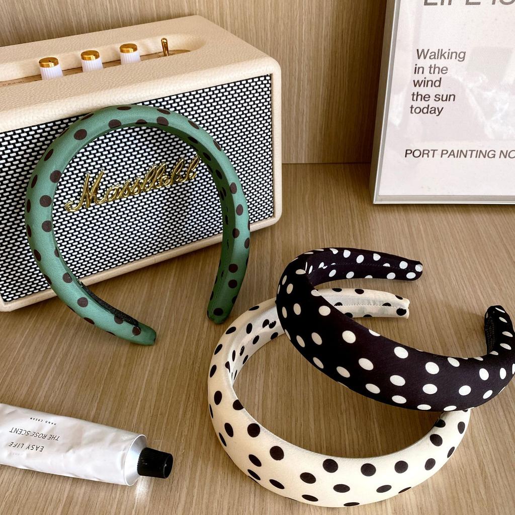French Style Retro Wide-brimmed Polka Dot Sponge Fabric Handmade Elegant All-match High Top Hair Accessories Women