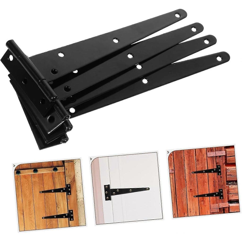 4pcs 8 Inches Door Hinges T Shape Furniture Hinges Heavy Duty Door Hinge Black