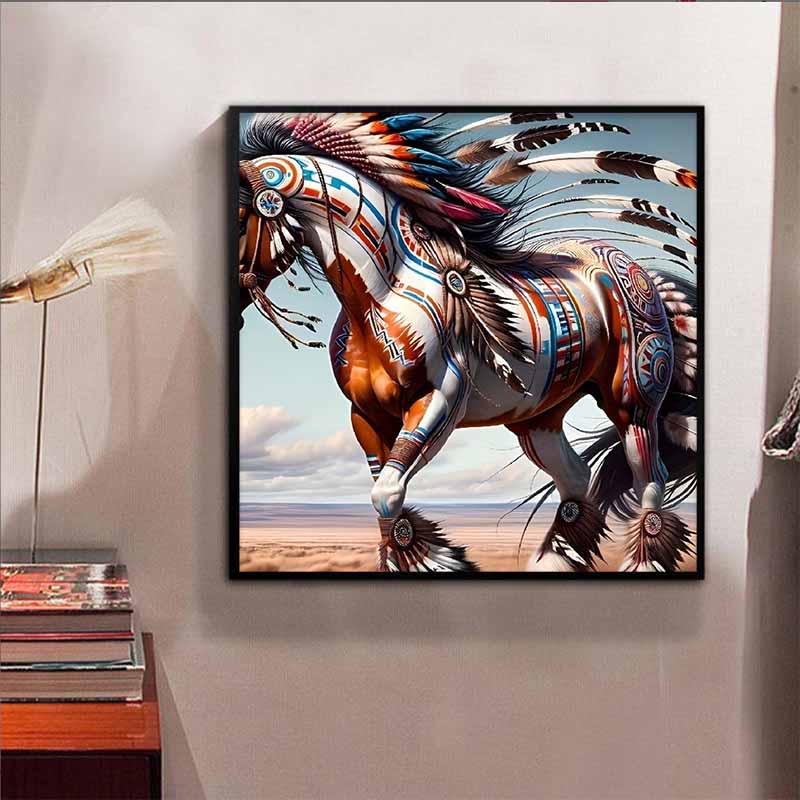 New Arrival 5D DIY Full Circle Diamond Painting "Ethnic Horse Decoration" Embroidery Cross Stitch Home Decor Gift