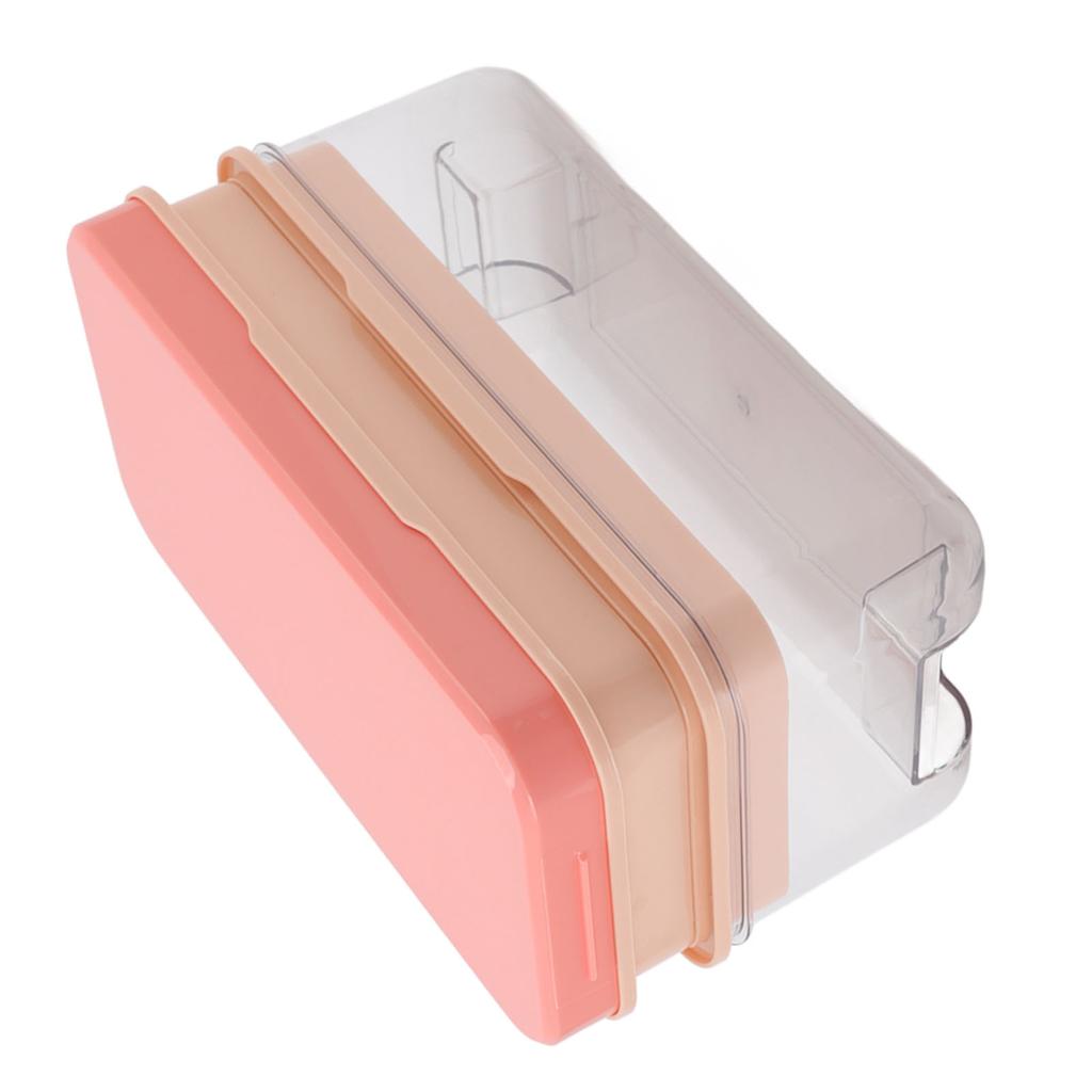 Ice Cubes Tray Molds Bin with Lid Ice Scoop Storage Bin and Storage 2 Layers 64 Cubes Silicone Easy Release Pink
